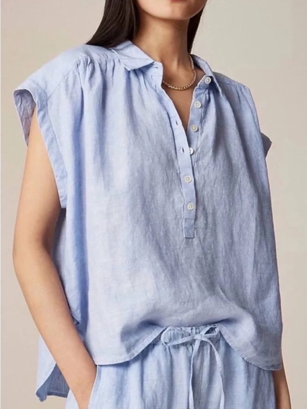 J.Crew Baird McNutt Irish Linen Capitaine Shirt in French Blue